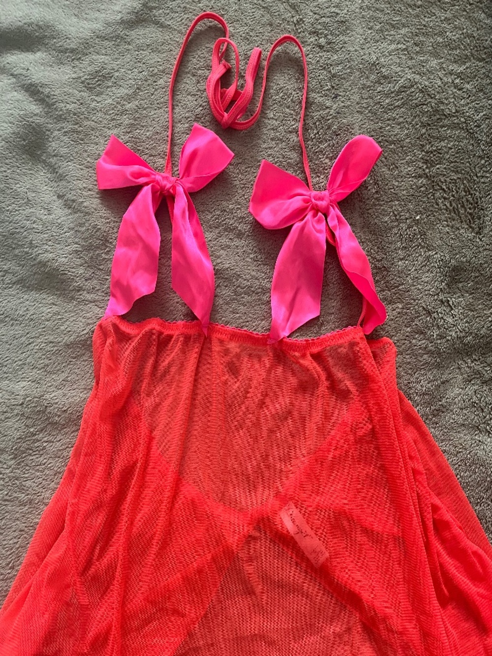 Open Back cutout breast neon pink babydoll sleep dreas